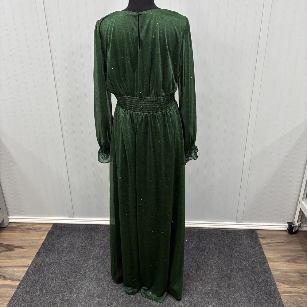 Baltic Born Women's XL Emerald Sparkle Fairycore Cottagecore Evening Maxi Dress - Picture 3 of 6
